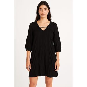 American Eagle Black Crochet Babydoll Dress Dark Romance XS Whimsigoth Witchy